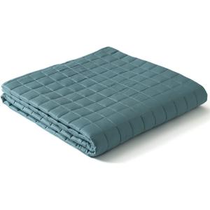 YnM Cooling Weighted Blanket for Adults, 15lbs Heavy Bed Throw for One Person of 140lbs, Perfect for Hot Sleepers or Warm Climates with Rayon/Glass Beads(60x80 Inches,Twin/Full Bed, Sea Grass)