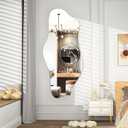 Hasipu Irregular Wall Mirror, 48"x22" Asymmetrical Frameless Mirror, Modern Decorative Mirrors for Living Room, Entryway, Hallway, Bathroom, Bedroom,Wall Mounted Home Decor