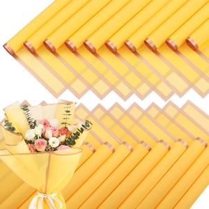 xunhewi 20 Sheets Gold Edge Flower Wrapping Paper Bouquet Packaging Paper Florist Bouquet Supplies for Wedding DIY Craft Gift Packing (Misty Champagne)