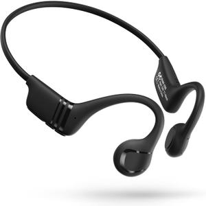 Bone Conduction Headphones - Open Ear Bluetooth 5.4 Wireless Sport Headphones, 10H Playtime, IP55 Sweatproof, Noise-Reduction Mic for Running, Cycling, Hiking, Office Work (Black)
