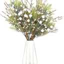 Christmas Floral Picks 6Pack Christmas Berry Picks with Holly Berries Artificial White Berry Stems for Xmas Winter Holiday Home DIY Ornaments (17inch)