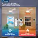 Amico Ceiling Fans with Lights, 42 inch Low Profile Ceiling Fan with Light and Remote Control, Flush Mount, Reversible, 3CCT, Dimmable, Noiseless, Nickel Ceiling Fan for Bedroom, Indoor/Outdoor Use