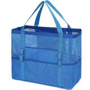 Fammart Mesh Beach Bag, Large Beach Tote with Zipper Pocket, Toys Pool Bag for Family Travel Vacation Cruise Essentials