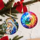 Christmas Ornaments, 2.8 Inch Ceramic Hanging Ornament, Christmas Tree Ornaments, Xmas Decorations, Holiday Decorations, Holiday Party Gifts, and Xmas Gift Ideas - Rainbow Spiral