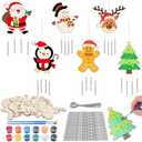 Silipull 24 Sets Christmas Wind Chimes Craft DIY Color Your Own Wooden Wind Chime Santa Claus Snowman Coloring Hanging Crafts for Christmas Winter Party Favor Home Activities