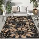 GENIMO Outdoor Rug, Waterproof Plastic Rugs for Patio, 5'x8' BrownOutside Larger Leaf Carpet Mat for Porch Decor, Deck, Balcony, Camping, RV, Backyard, Picnic, Beach, Reversible, Foldable