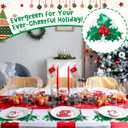 Remerry 6 Pcs Christmas Placemats Leather Triple Leaf Holly Berries Place Mats Washable Non-Slip Seasonal Winter Table Mats for Christmas Decoration Kitchen Dining Table Holiday Party