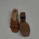SM New York Block Heel Sandals Strappy Slip On Mules Minimalist Brown, Size 10