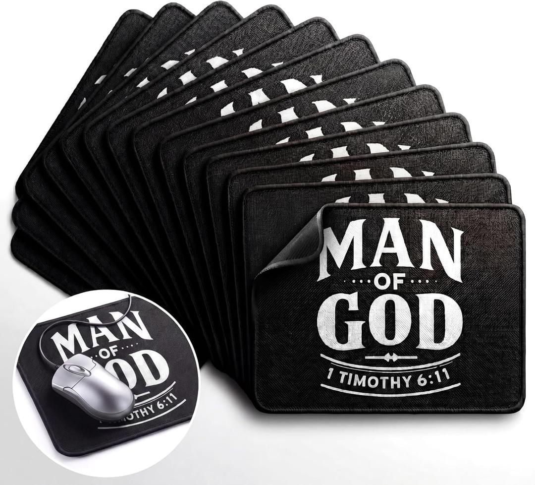 Xuhal 20 Pcs Man of God Gifts Mouse Pads Bulk for Fathers Day Church Office Party Favors Christian Mousepads for Men Employees Coworker Dad Pastor (Man of God)