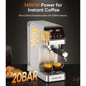 Compact Espresso Maker,Stainless Steel 1.1 Liters