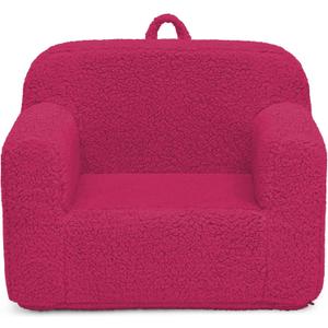 Delta Children Sherpa Cozee Chair - Foam Kids Chair for Ages 18 Months and Up, Hot Pink