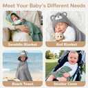 4 PCS Muslin Baby Bath Towels Set, 100% Cotton 2 PCS Animal Hooded Baby Towels 32x32 Inch & 2 PCS Washcloths, Ultra Absorbent & Soft Infant Newborn Essentials Gifts for Boys & Girls, Dinosaur & Bear
