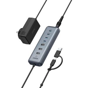 Anker USB C Hub, 8-in-1 5Gbps Data Hub, USB Splitter with 3 USBA and 4 USBC Ports, 100W PD-in, 2-in-1 USB-Connector, for Laptop, MacBook, iPad and More (45W Adapter Included)