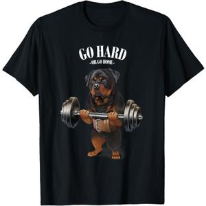 Rottweiler Dog Weightlifting in Fitness Gym T-Shirt S