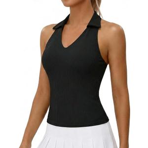 BMJL Womens Tank Tops with Built in Bras Athletic Racerback Workout Tops Ribbed Tennis Yoga Shirts, Size: S