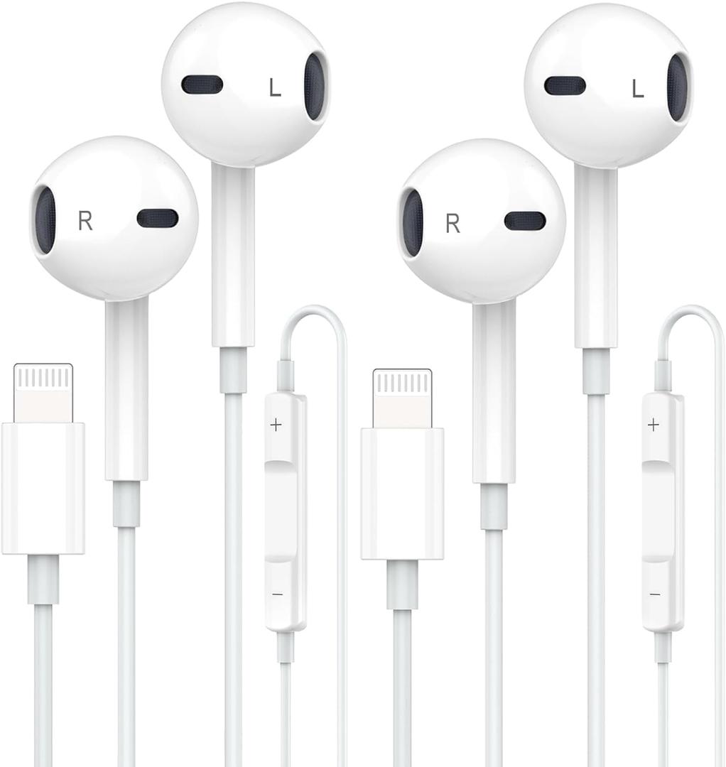 Apple Headphones 2 Pack Wired Earbuds with Built-in Microphone & Volume Control Nosie Reduction Earphones Compatible with iPhone 14/13/12/11/XR/XS/X/8/7/SE/Pro/Pro Max, Support All iOS System