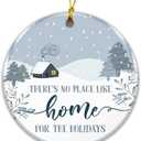 3 x Family Home Ornament - Theres No Place Like Home for The Holidays  Winter Cabin Ceramic Christmas Ornament  Family Holiday Keepsake, Rustic Farmhouse Tree Decoration, Housewarming