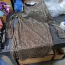 Vince Camuto Women's Long Sleeve High Neck Sequin Shift Mini Dress 6