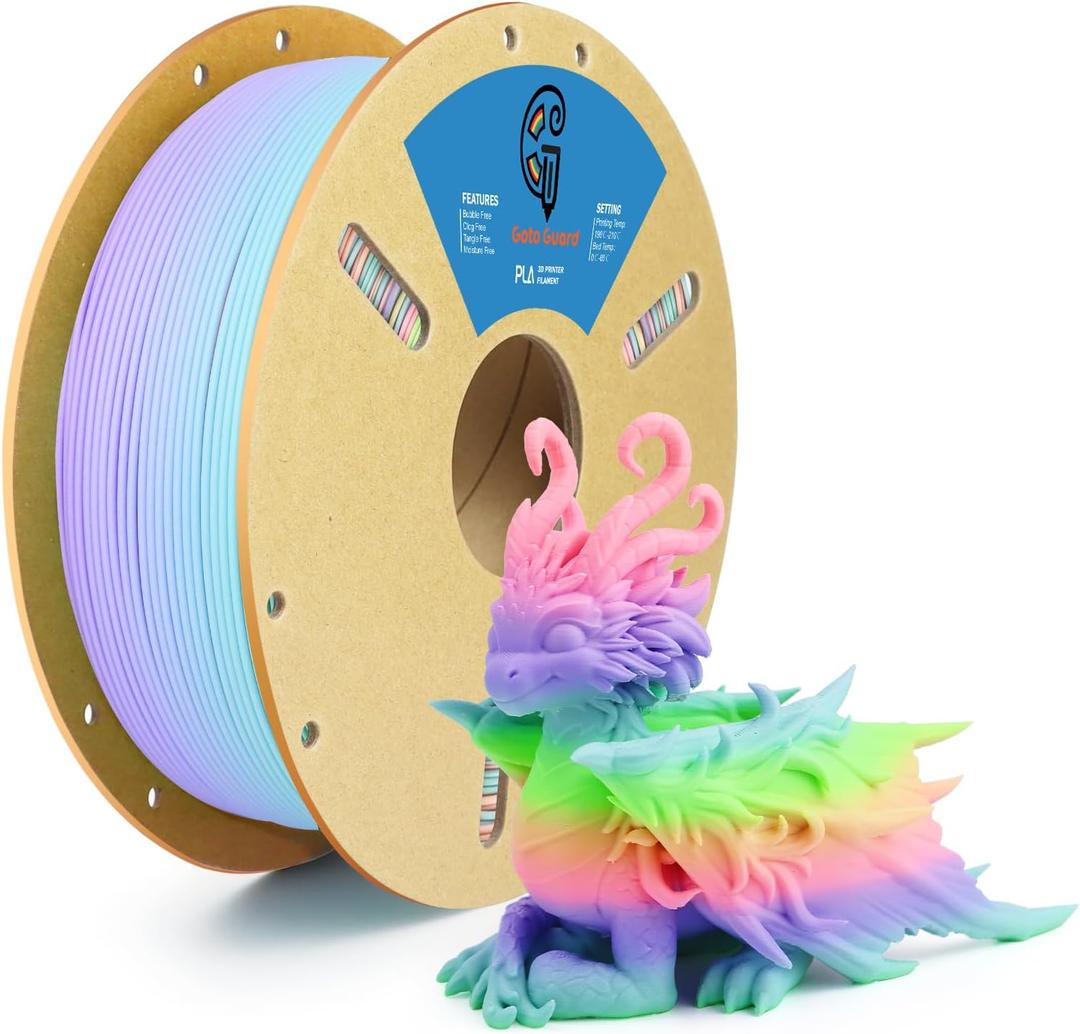 Goto Guard Matte Rainbow PLA Filament Multicolor, Gradient Rainbow PLA Filament 1.75mm, Color Changing PLA with Pink Green Blue Purple, 3D Printing Filament for Most 3D Printer 1KG(2.2lbs)/Spool