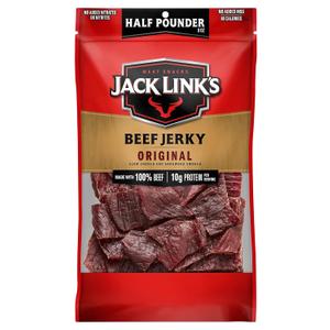 Jack Link's Beef Jerky, Original, Half Pounder Large Jerky Bag - Flavorful Meat Snack, Ready to Eat Protein Snacks with 10g of Protein per Serving, Made with 100% Beef
