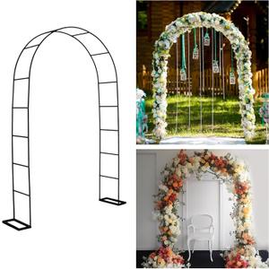 7.9 Ft H x 4.6 Ft W Metal Pergola Arbor,Assemble Freely 2 Sizes,for Various Climbing Plant Wedding Garden Arch Bridal Party Decoration Wide Arbor (Black with base)