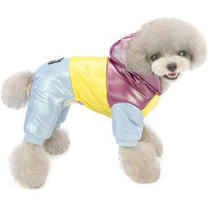 Dog Coat Windproof Jacket Cold Weather Coat 4 Legs Warm Dog Jumpsuit Winter Thick Clothes Waterproof Dog Coat for Small Dog Medium Cat Purple M