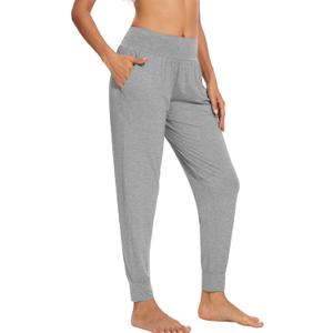WiWi Women's Viscose from Bamboo Joggers Super Soft Pajama Pants Yoga Bottoms Cooling Lounge Sweatpants, Large (A-heather Grey)