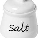 ONTUBE Ceramic Salt Bowl with Lid and Spoon 12oz (White)