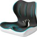 Seat Cushion for Office Chair and Car, Ergonomic Memory Foam Seat Cushion with Lumbar Support Pillow, Orthopedic Cushion for Sciatica & Back Pain, Dark Gray & Light Gray, Large