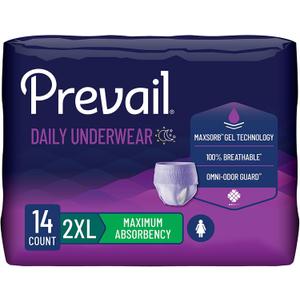 Prevail Daily Incontinence Underwear for Women, 2-XLarge, 14 Count