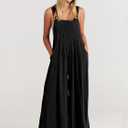 ANRABESS Womens Jumpsuits Overalls Linen Wide Leg Jumpers Casual Summer Fall Outfits 2026 Beach Vacation Clothes with Pockets (Black, XXL)