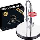 Single Hand Tear Paper Towel Holder, Anti-Slip Kitchen Towels Stand, Adjustable for Various Roll Sizes, Super Space Saver Foldable Stainless Steel Hand Towel Holder, Heavy Duty