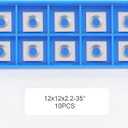 12mm Square Carbide Inserts, 12x12x2.2mm Tungsten Carbide Replacement Knives for Spiral Helical Planer Cutter Head and Woodworking Surfacing Router Bits, 10pcs (12122.2mm-35)