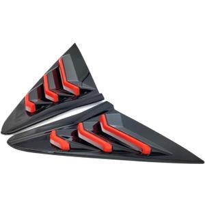 Ouyniei Rear Side Vent Window Louver Cover Black+Red Compatible for Honda Civic Hatchback 2016-2021