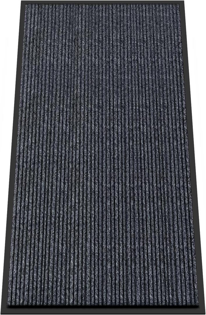 Kuyal Front Door Mat, 3'x6' Indoor Outdoor Entrance Mat, Commercial Floor Mats Inside Outside Entrance, Heavy Duty Durable Welcome Mats, Rubber Backing Non Slip Outdoor Mats for Entryway, Dark Gray, 36" X 72"