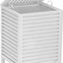 VASMIA Laundry Hamper with Lid, 90L Bamboo Large Laundry Basket with Removable Bag,Dirty Clothes Hamper for Bedroom Bathroom White