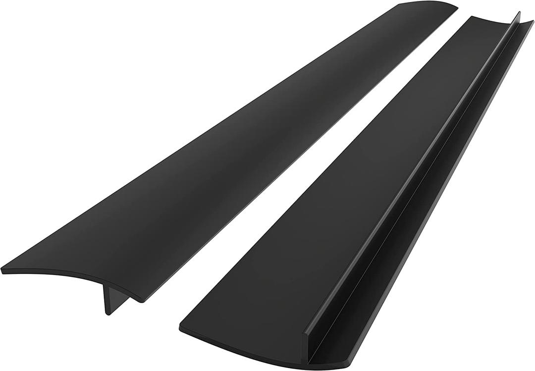 Lindas Essentials Silicone Stove Gap Covers (2 Pack), Heat Resistant Oven Gap Filler Seals Spaces Between Stovetop and Counter, Easy to Clean Stove Side Guard (30 Inches, Black)