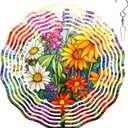 3D Flower Wind Spinner 10 Inch Garden Wind Spinners with Flower Designs for Yard Stainless Steel Flower Spinner with Unique Visual Effect Hanging Flower Wind Sculptures Garden Decor Gift (Colorful Flower)