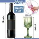 WRINGKIT 24 Pcs Plastic Vintage Wine Glasses, 7 Oz Plastic Colored Water Goblets for Party Wedding, Unbreakable Drinking Glasses Cups with Stem, Reusable Wine Cups for Beer, Cocktail, Whiskey, 6 Color