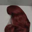 Red Long Wavy Wig with Bangs for Women Heat Resistant Synthetic Hair Wigs for Daily Use(Burgundy)
