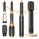 6 in 1 Hair Dryer Brush Hot Air Styler Detachable for Travel, Blow Dryer 3 Heat Settings to Straighten, Auto Curl, Volumize Home Salon Results Frizz-Free Shine All Hair Types (Pink-Black)