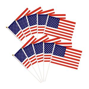 50 Pack USA America Flags Small Mini Hand Held American US Flags on Stick Flags, Miniature National Country Flags, Party Decorations Supplies for Parades, International Festival