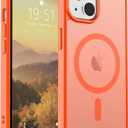 SUPFINE Magnetic for iPhone 15 Plus Case & iPhone 14 Plus Case(Compatible with MagSafe)(Military Grade Drop Protection) Slim Translucent Shockproof with Anti-Fingerprint Phone Case,Orange