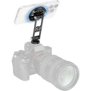 SMALLRIG Magnetic Metal Phone Mount with Cold Shoe Mount, Adjustable Rotatable Phone Tripod Holder Adapter for iPhone 17/16/15, Camera Monitoring, Tripods, Stabilizers - 5156