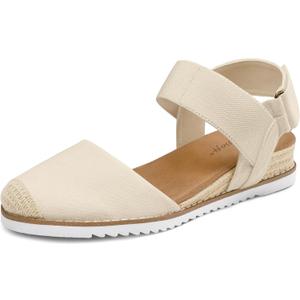 mysoft Women's Low Wedge Sandals Comfortable Closed Toe Espadrilles Slip on Elastic Ankle Strap Walking Sandals, Size 8.5