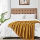 inhand Knitted Fall Throw Blanket for Couch and Bed, Knit Fall Decor Halloween Blanket with Tassel, Brown Lightweight Decorative Farmhouse Warm Woven Blankets and Throws for Women, 60"x80"