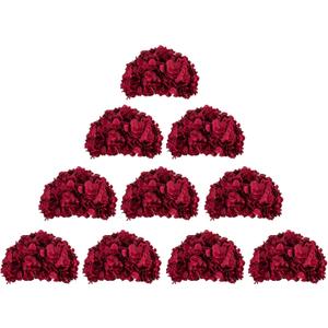 BLOSMON Hydrangea Artificial Flowers Ball Centerpieces 10 Pcs Burgundy Fake Flowers Silk Hydrangea Flower Balls Faux Hydrangeas Floral Arrangements Bouquet for Wedding Home Room Table Decoration