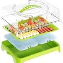 Chilled Portable Serving Tray Platterbox with Reusable Ice Pack with Lid Shrimp Cocktail Serving Dish Platter Cold Food Buffet Server for Appetizer Veggie Fruit Food Parties Outdoor Picnic, Green