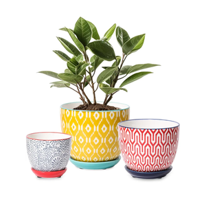 Selamica Ceramic Plant Pots, Indoor Flower Pots for Indoor Plants, 3.5+4.6+5.5 Planters with Drainage Hole & Saucer, Set of 3, Home Decor, Assorted Colors