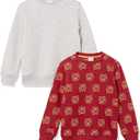 Amazon Essentials Boys' Fleece Crew-Neck Sweatshirts, Pack of 2, Maroon Tiger/ Medium Grey Heather, X-Large